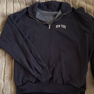 Brandy Melville Navy Blue Fleece Quarter Zip Sweatshirt